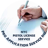 Person filling out a NYC pistol license application form.